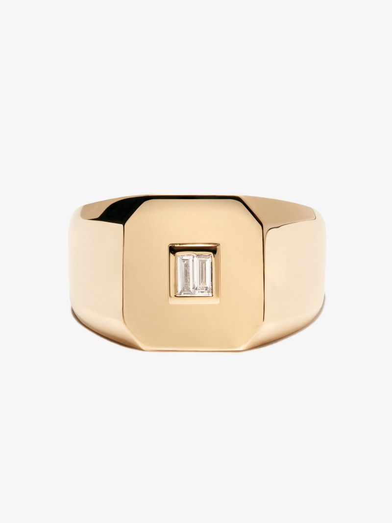 18k Yellow Gold Diamond Signet Ring