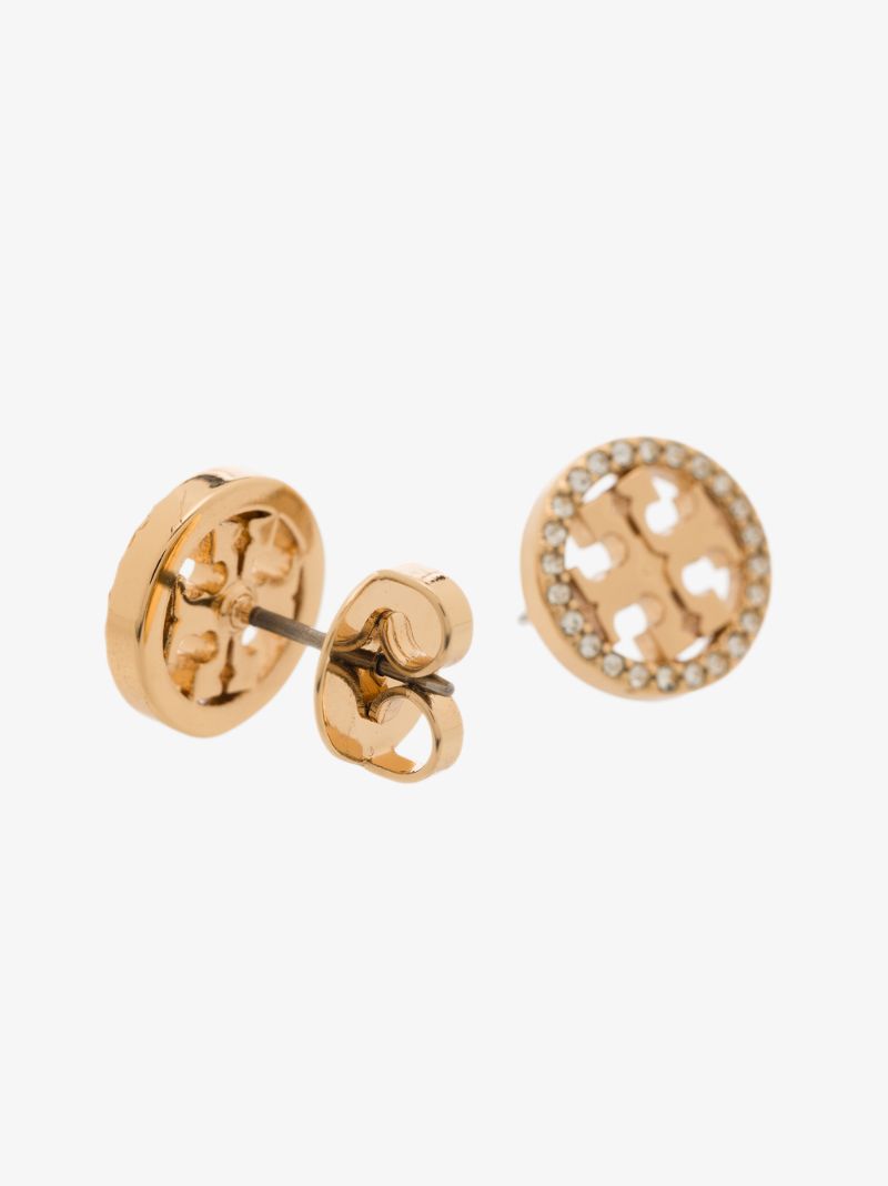 Gold Tone Miller Crystal Stud Earrings