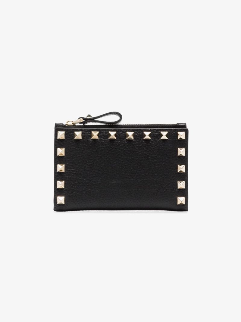 Black Rockstud Leather Coin Purse