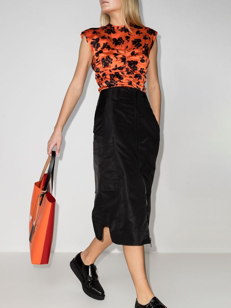 Floral-print Ruched Blouse