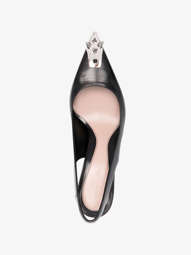 Black Punk Stud Leather Pumps