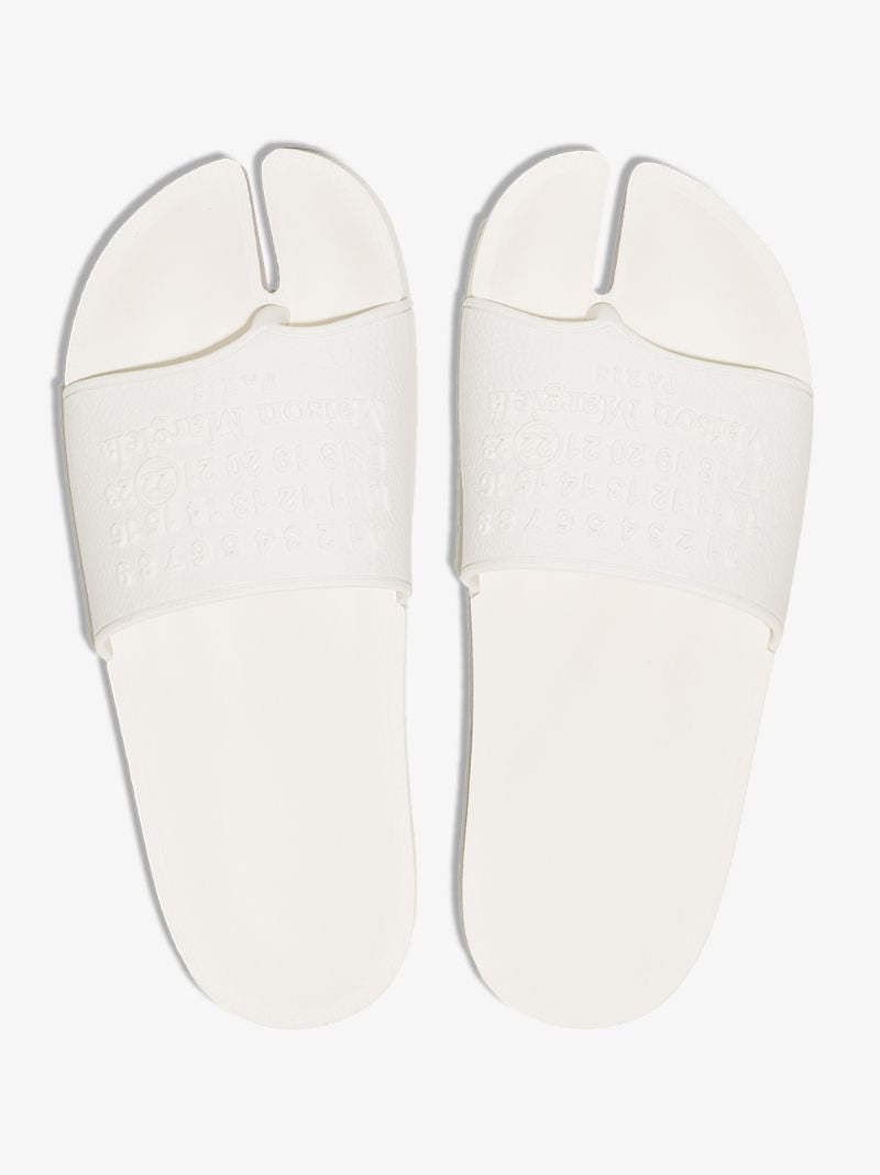 White Tabi Embossed Logo Slides