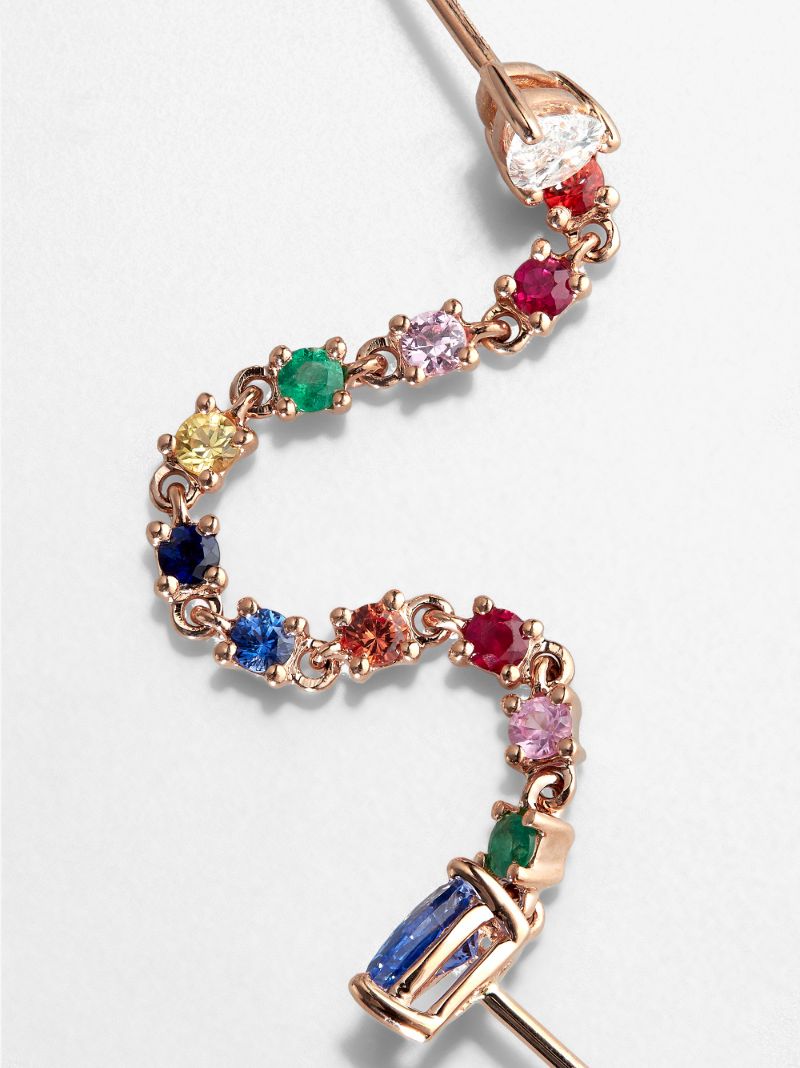 18k Rose Gold Diamond and Sapphire Earring