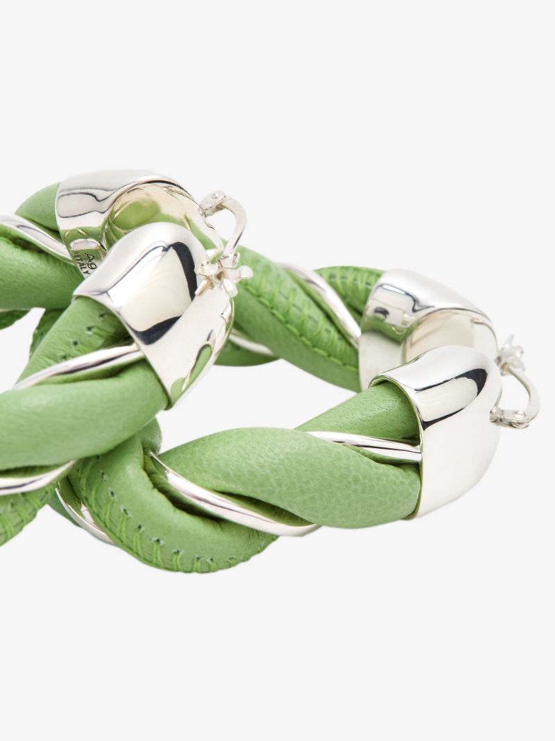 Green Sterling Silver Twist Hoop Earrings