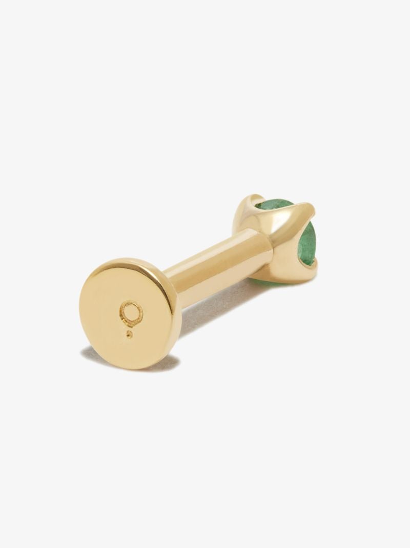 14k Yellow Gold Emerald Single Stud Earring