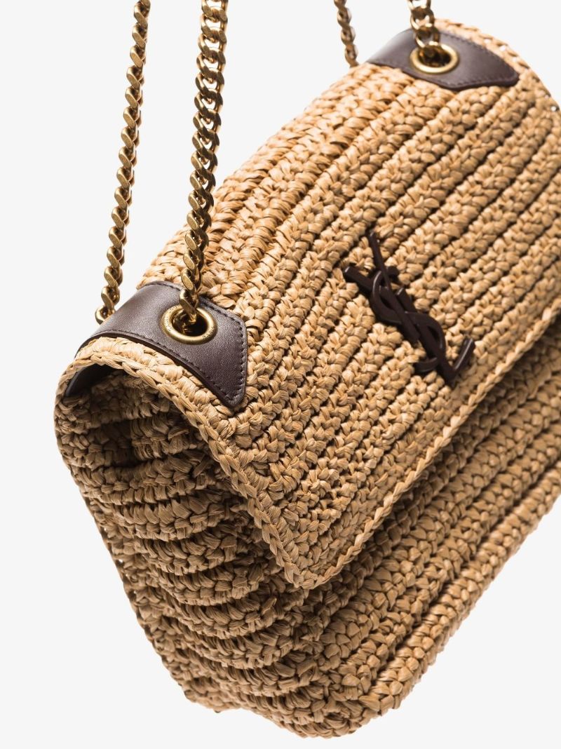 Neutral Niki Medium Raffia Shoulder Bag