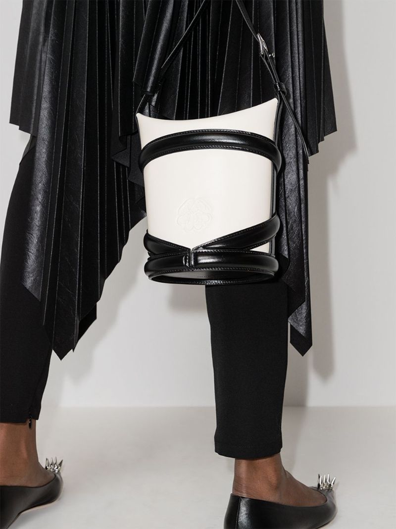 White the Curve Leather Cross Body Bag