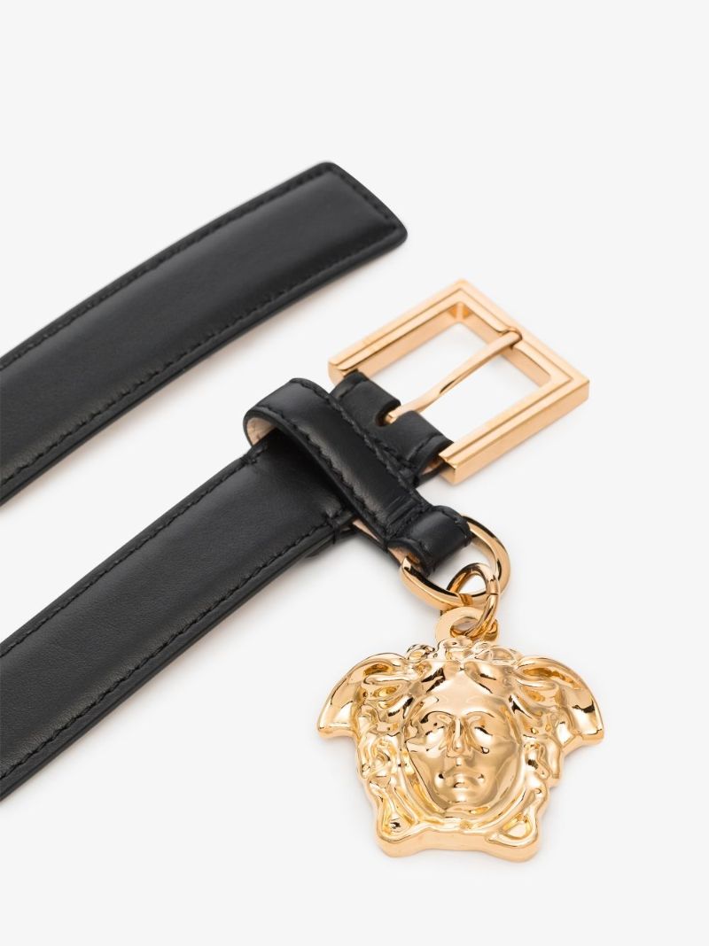 Black Medusa Charm Leather Belt