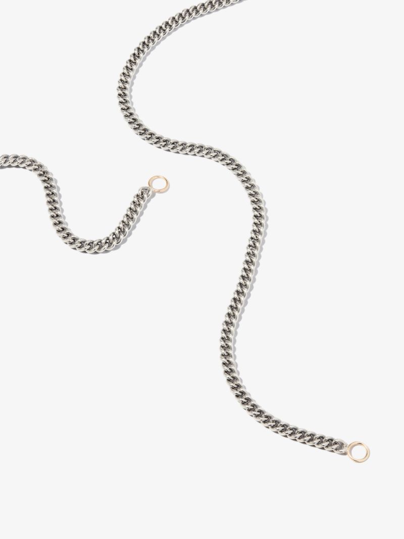 Sterling Silver and 14k Yellow Gold Heavy Curb Chain 32 Inch Necklace