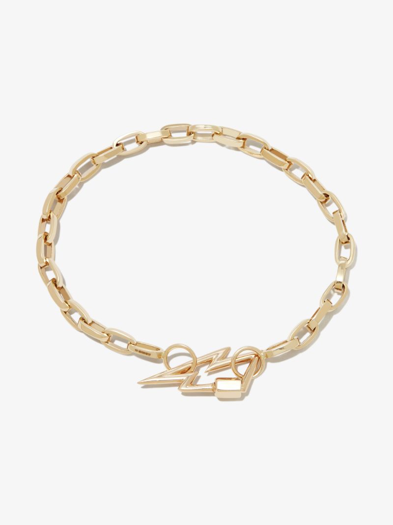 14k Yellow Gold Biker Chain 7 Inch Bracelet