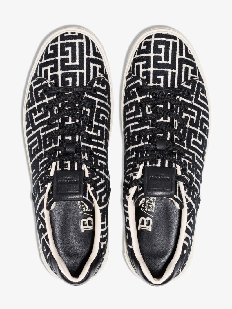 Black and White B-court Monogram Leather Sneakers