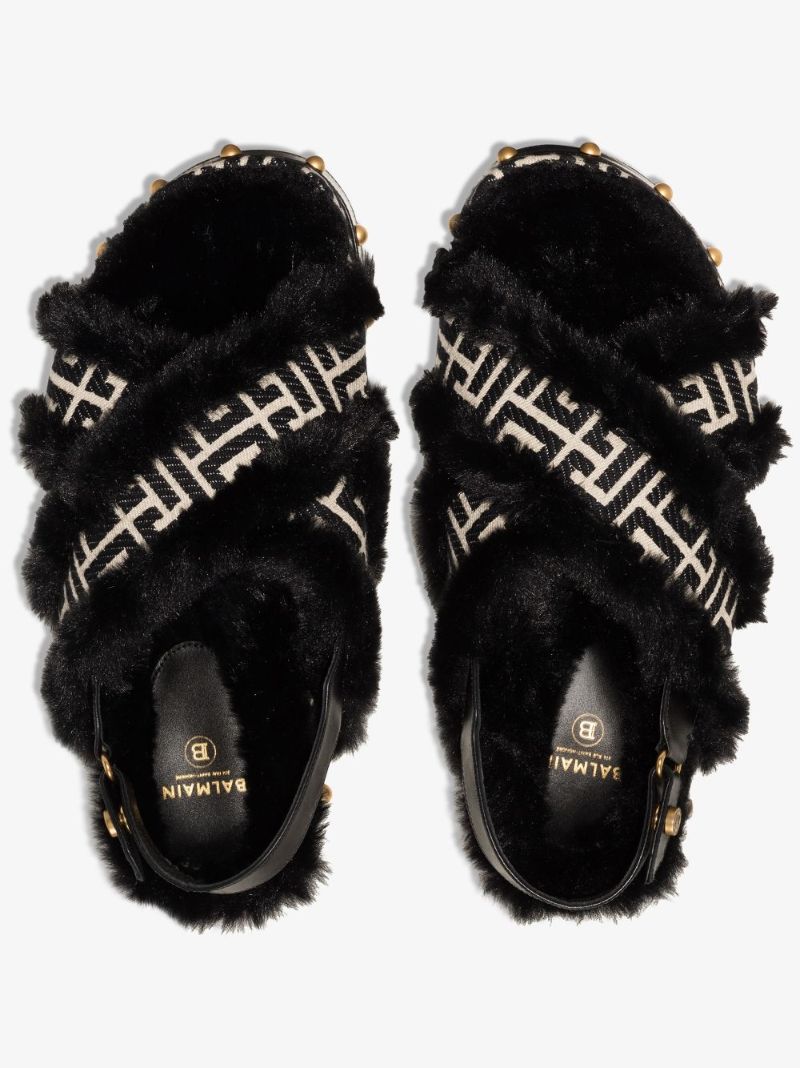 Black Tam Monogram Slingback Sandals