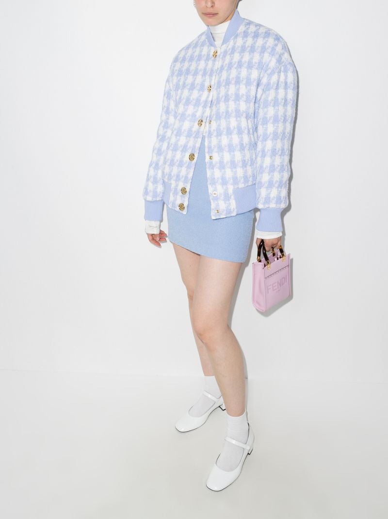 Houndstooth Tweed Bomber Jacket