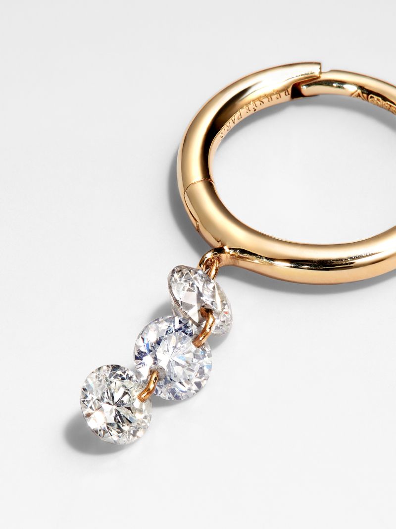 18k Yellow Gold Diamond Hoop Earrings