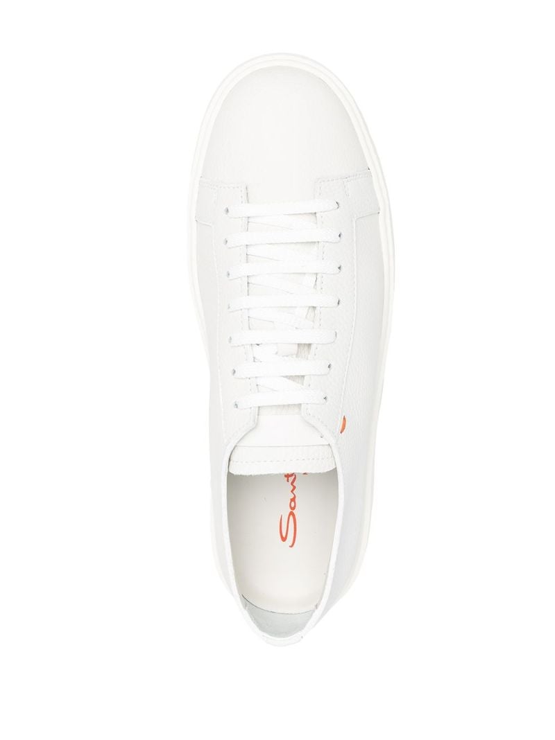 White Tumbled Leather Sneakers