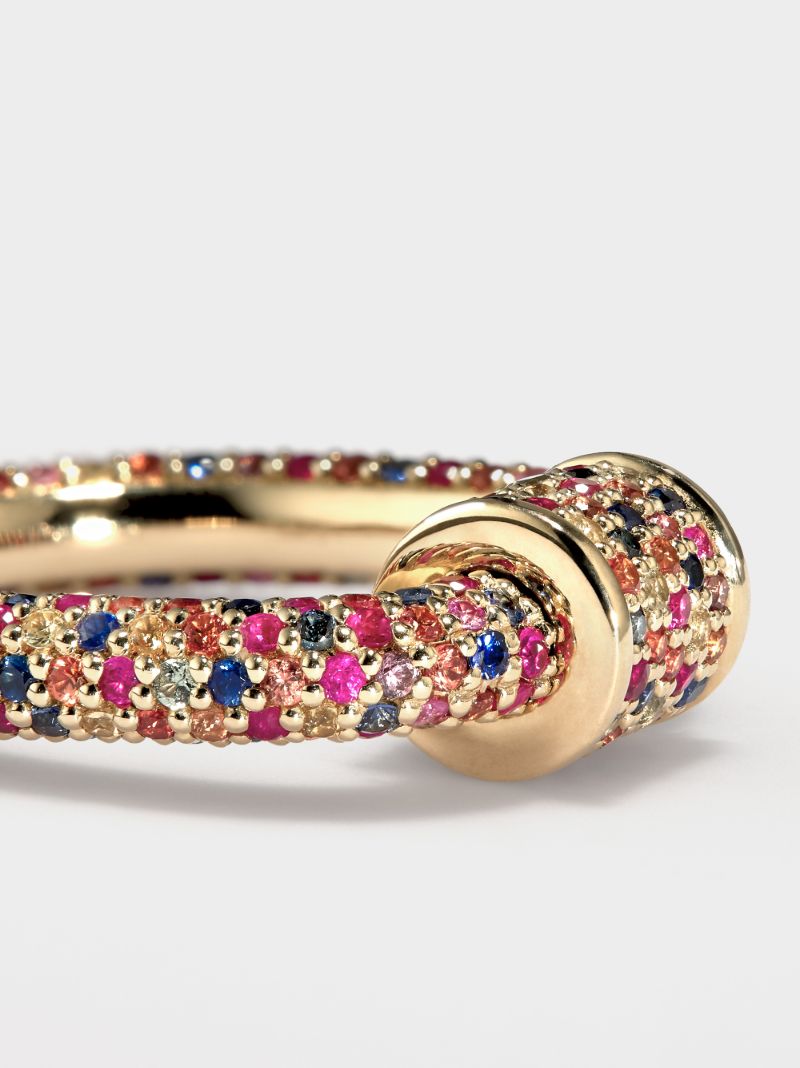 18k Yellow Gold Allstone Trundle Sapphire Ring