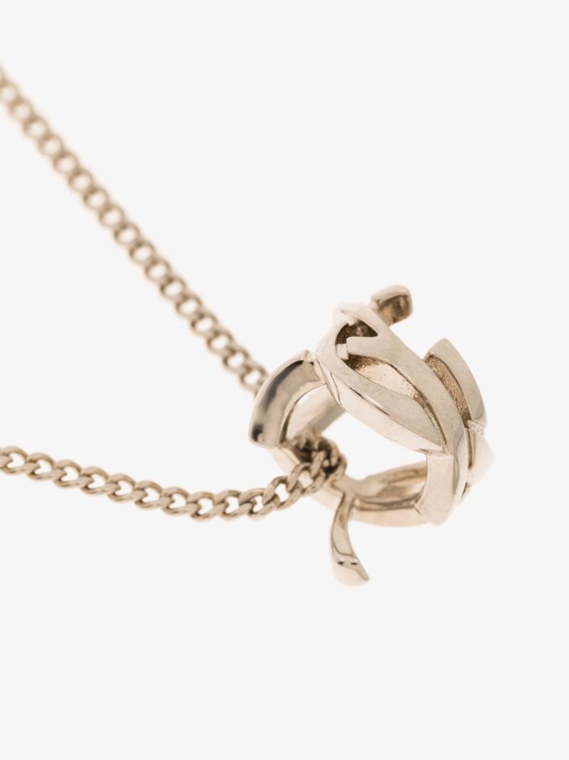 Silver-tone Monogram Twist Pendant Necklace