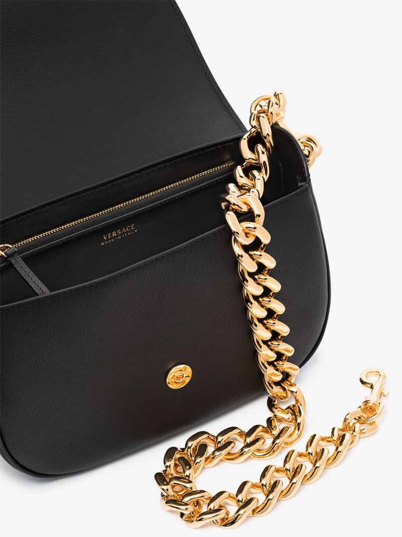 Black La Medusa Leather Shoulder Bag