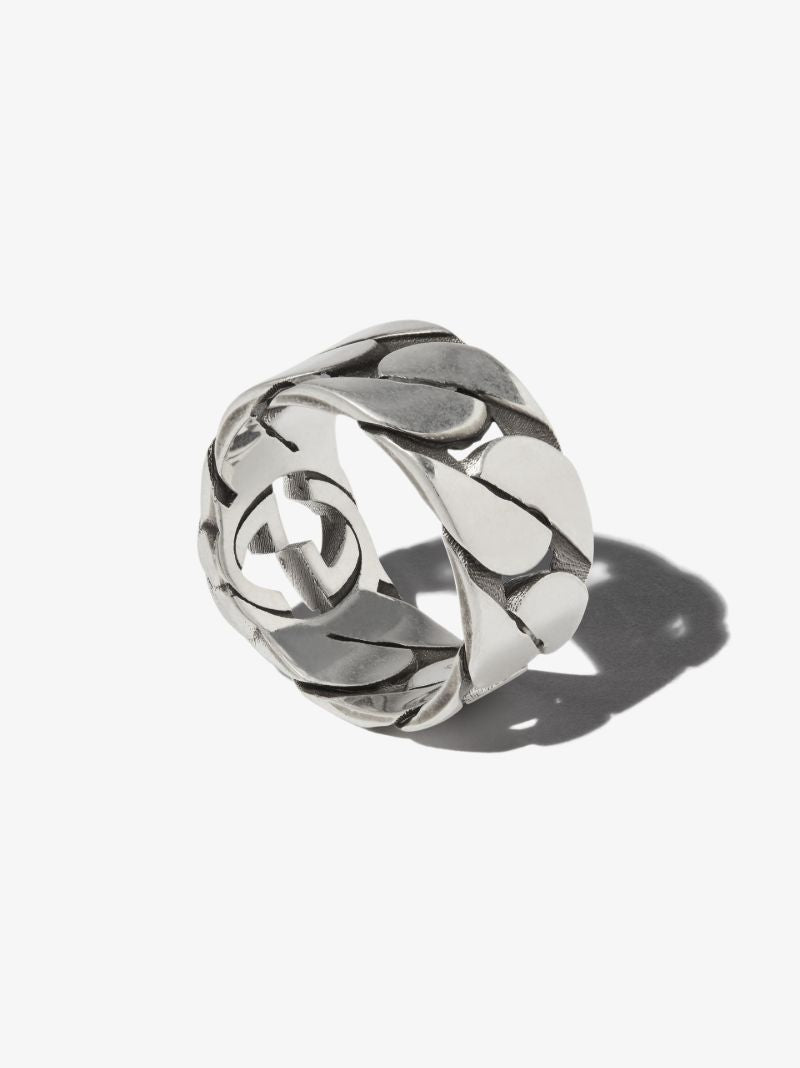 Sterling Silver Interlocking G Wide Band Ring