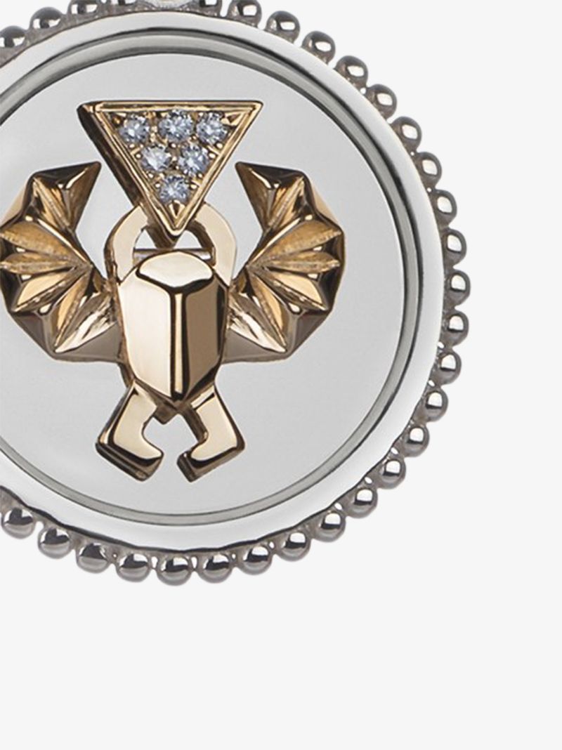 18k White Gold Protection Medium Diamond Medallion Charm
