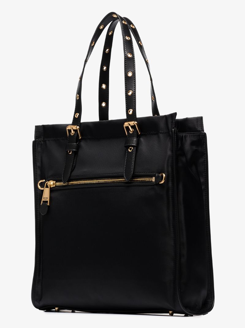Black Logo Plaque Tote Bag