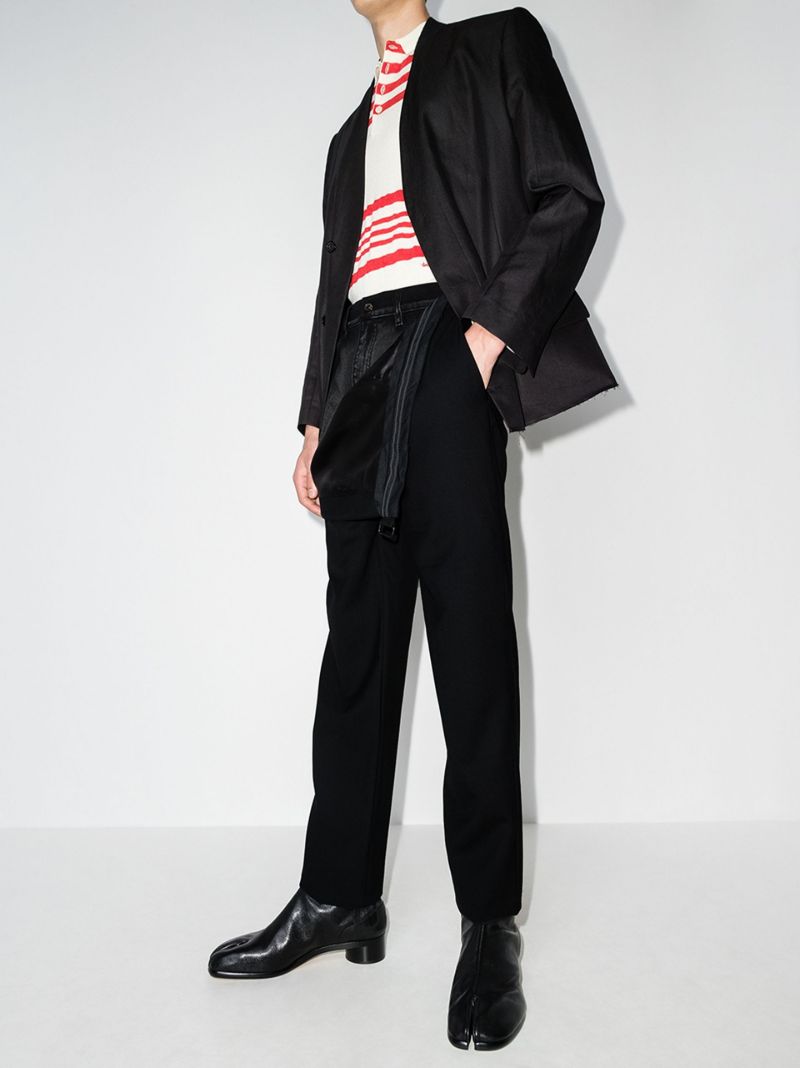 Denim Insert Straight-leg Trousers