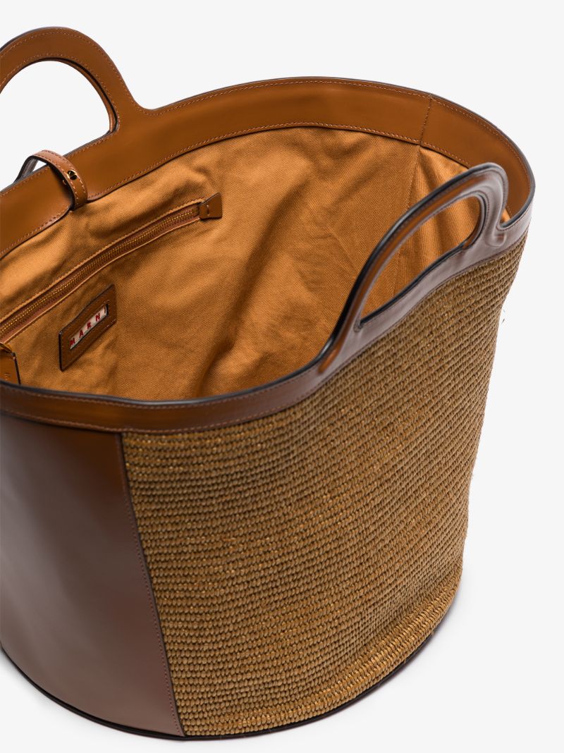 Logo-embroidered Raffia Tote Bag