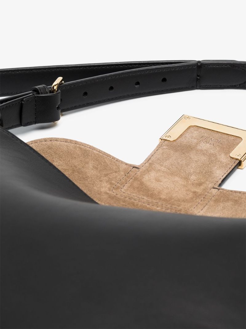 Black Croissant Leather Shoulder Bag