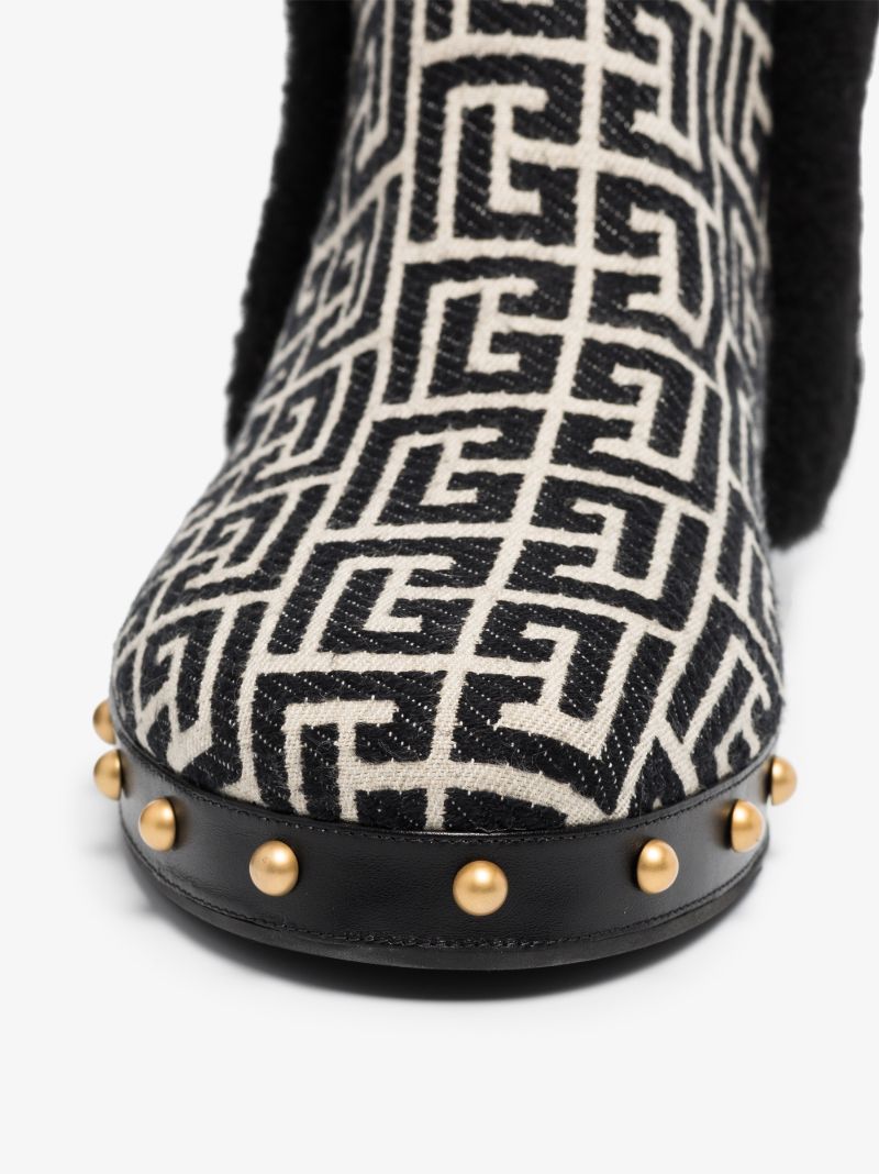 Black Tosca Monogram Shearling Ankle Boots