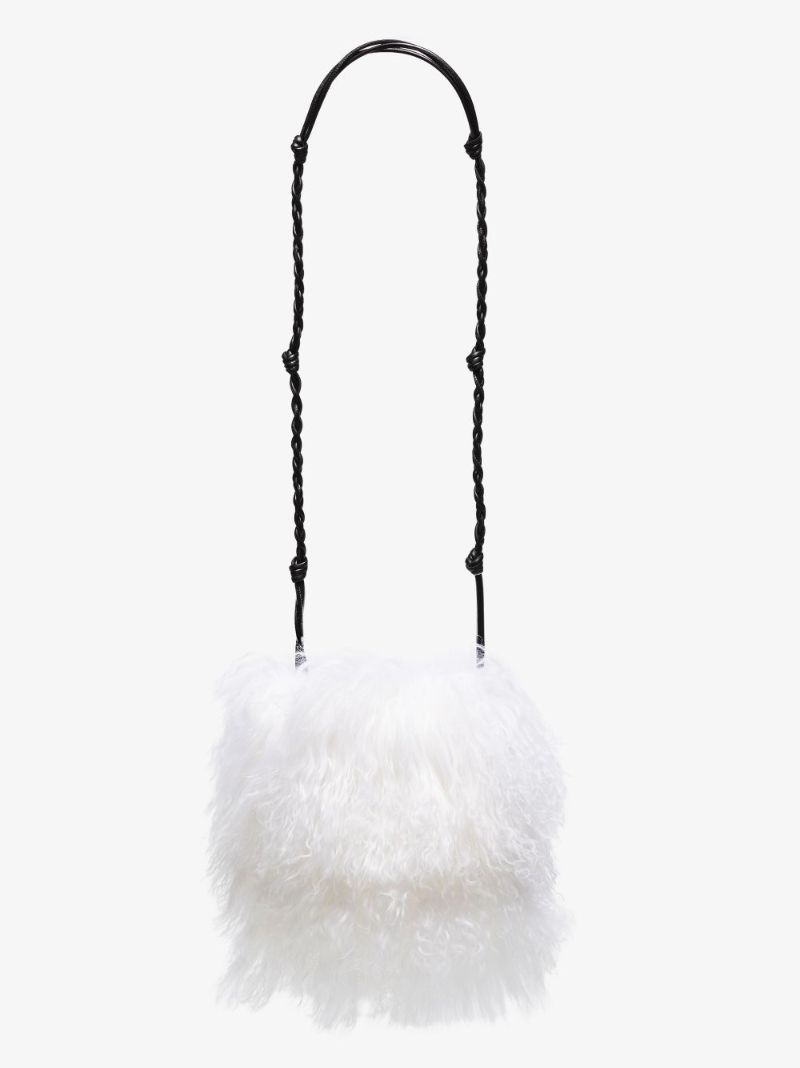 White Tangle Small Faux Fur Shoulder Bag