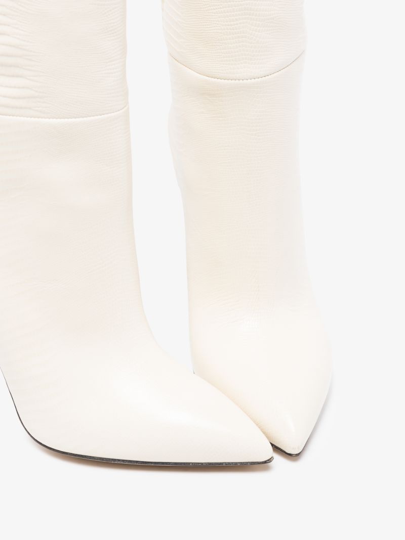 White 105 Lizard Effect Knee-high Boots