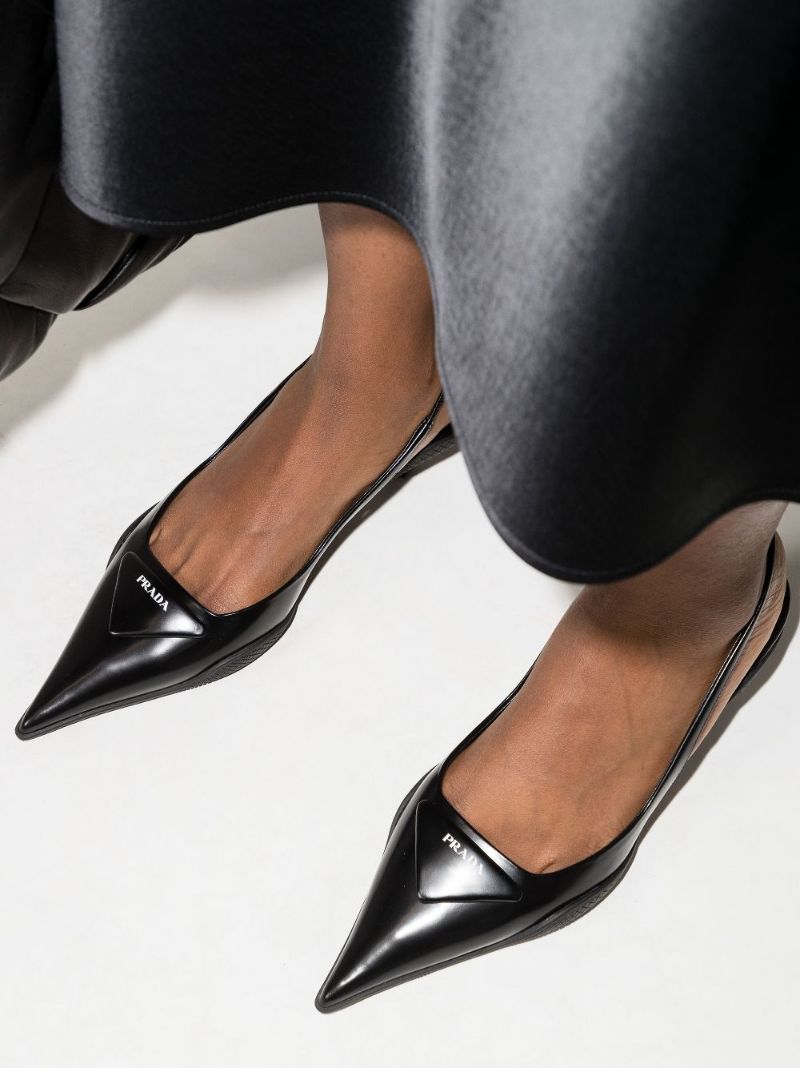 Black 55 Leather Slingback Pumps