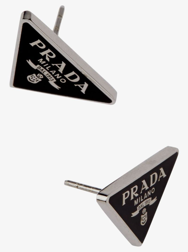 Silver Tone and Black Symbole Stud Earrings