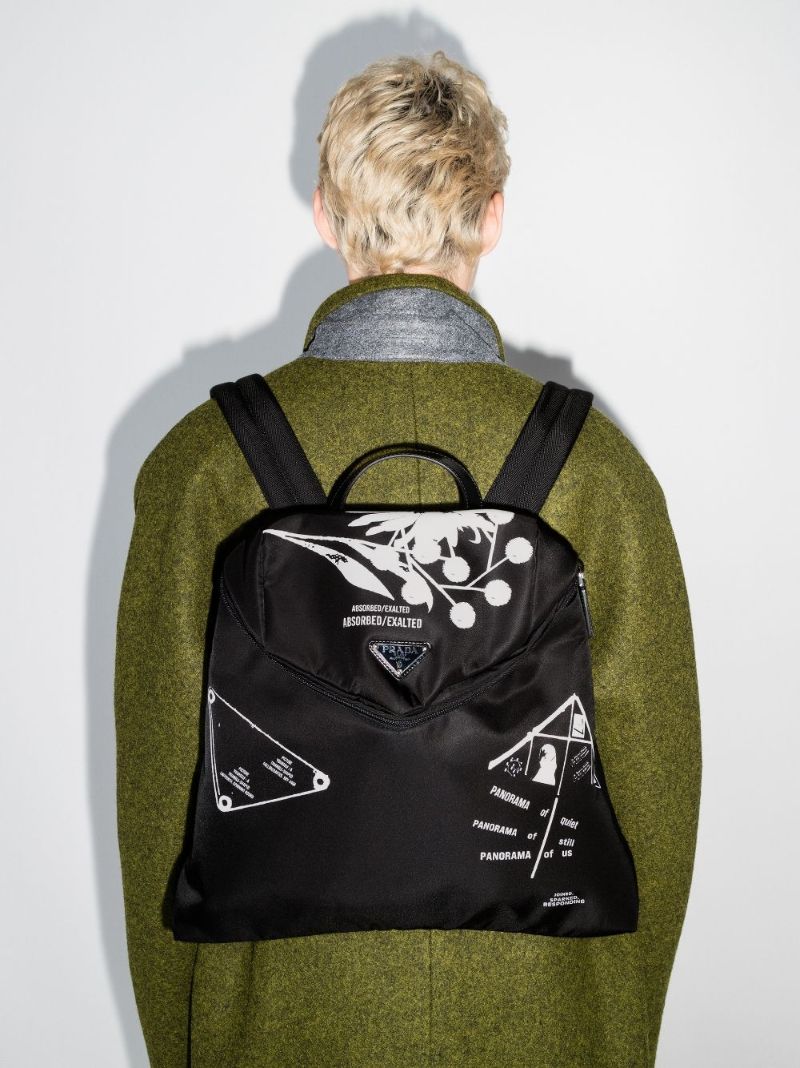 Black Signaux Printed Re-nylon Backpack