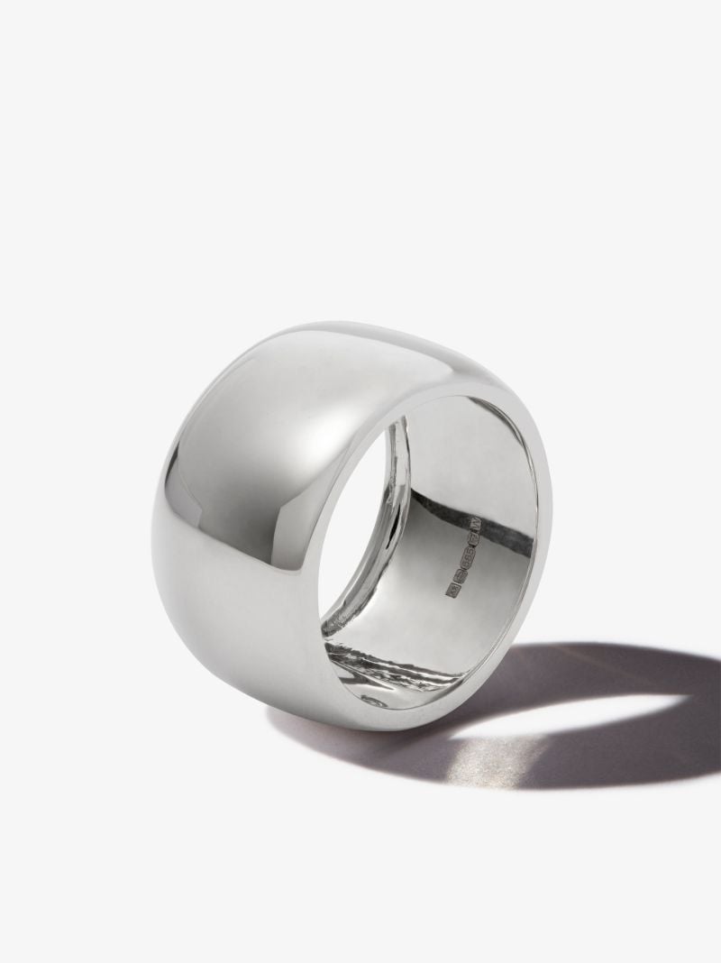 14k White Gold Barrel Ring