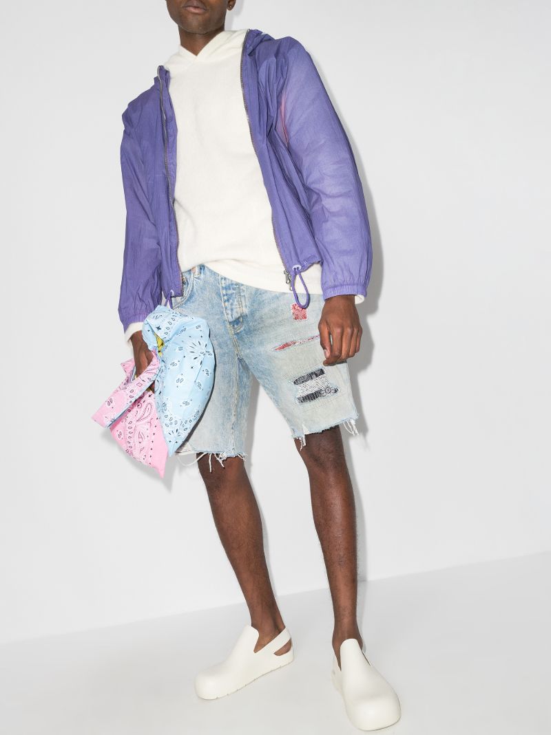P020 Distressed Patchwork Shorts