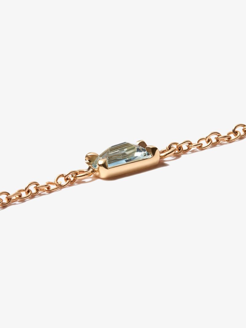 14k Yellow Gold Aquamarine Chain Bracelet