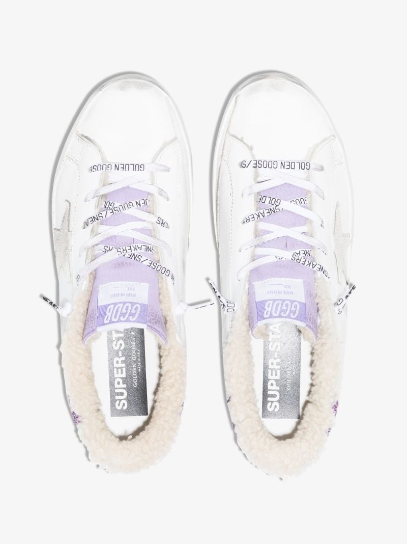 White Super-star Shearling Leather Sneakers