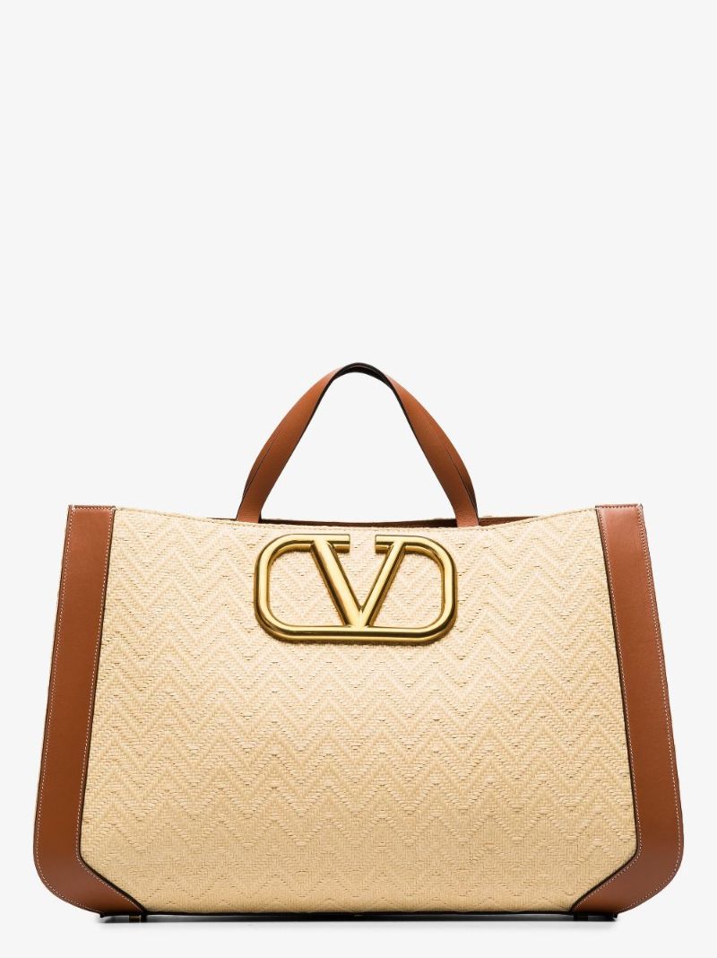 Neutral Supervee Raffia Tote Bag