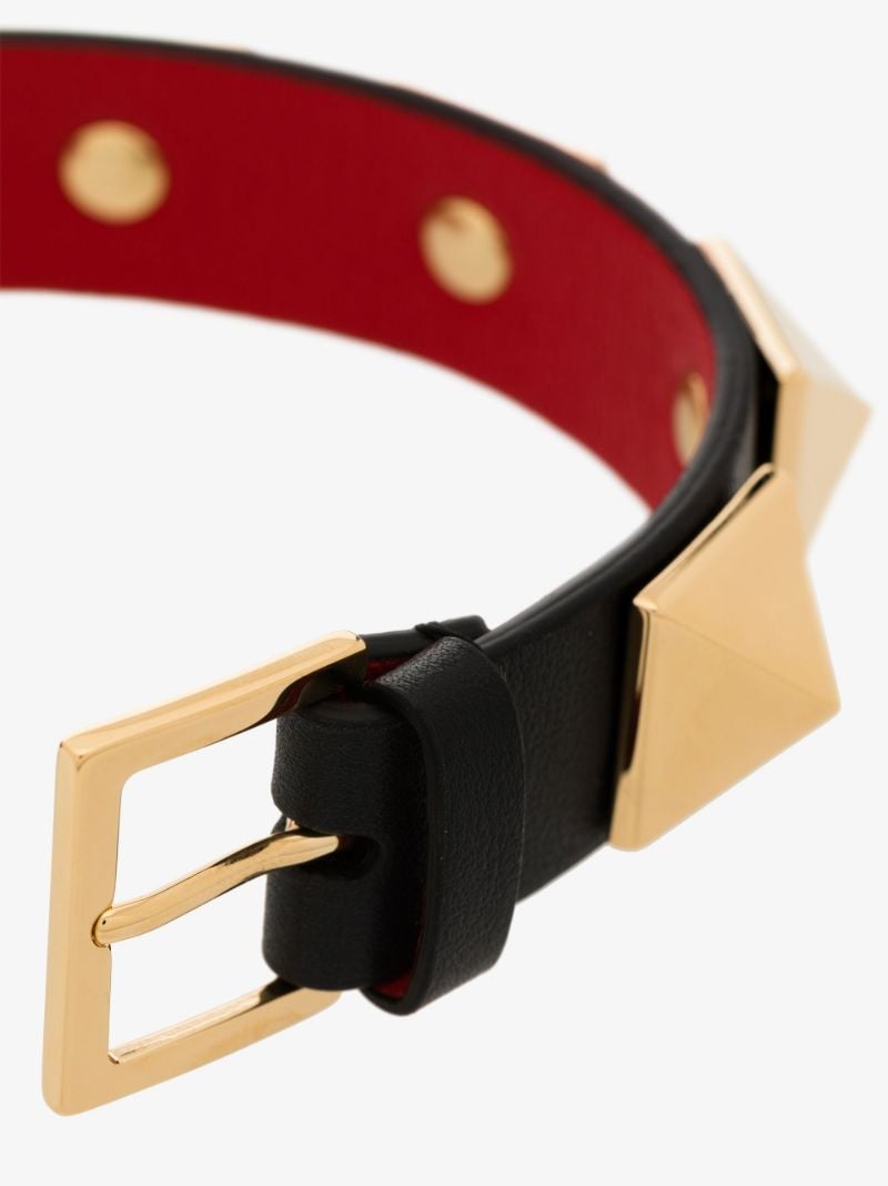 Black Rockstud Leather Bracelet
