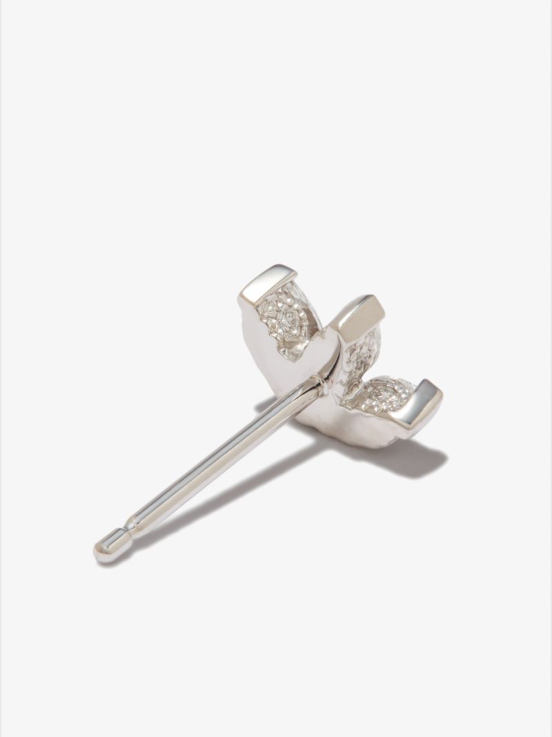 18k White Gold Lotus Diamond Earring