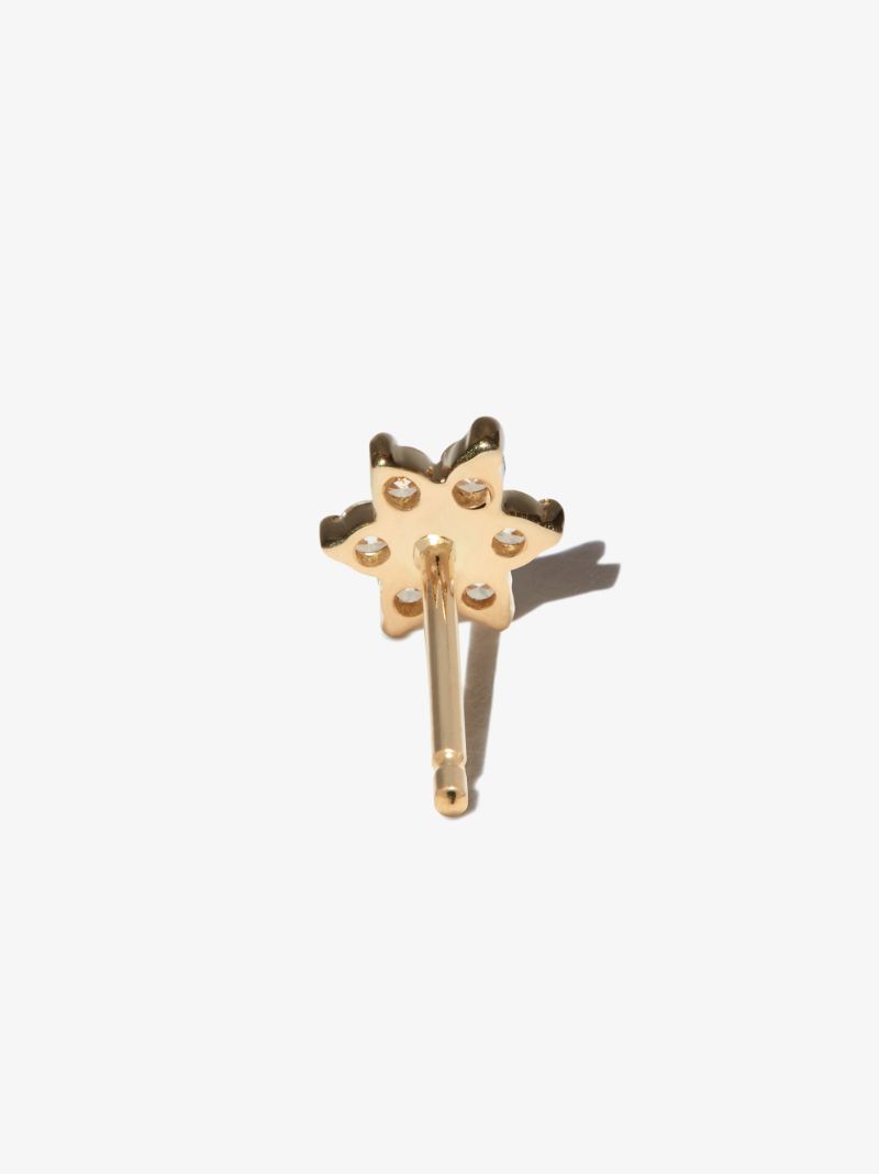 18k Yellow Gold Flower Diamond Earring