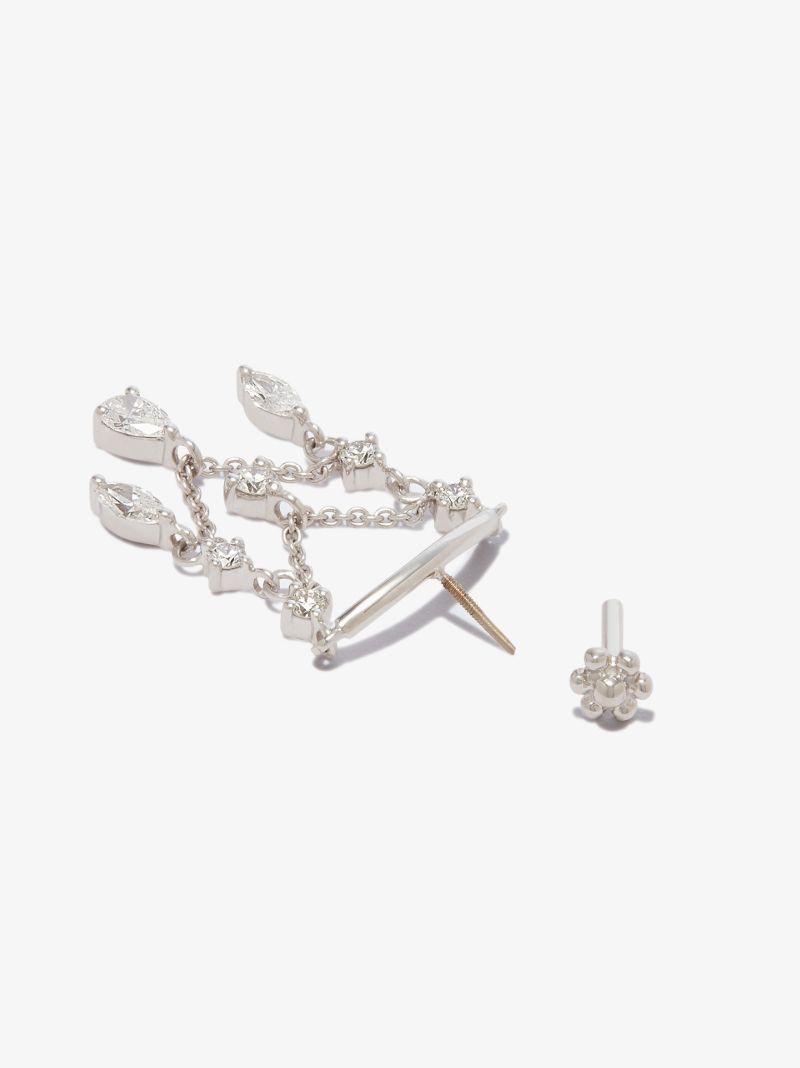 18k White Gold Drape Chandelier Diamond Earring