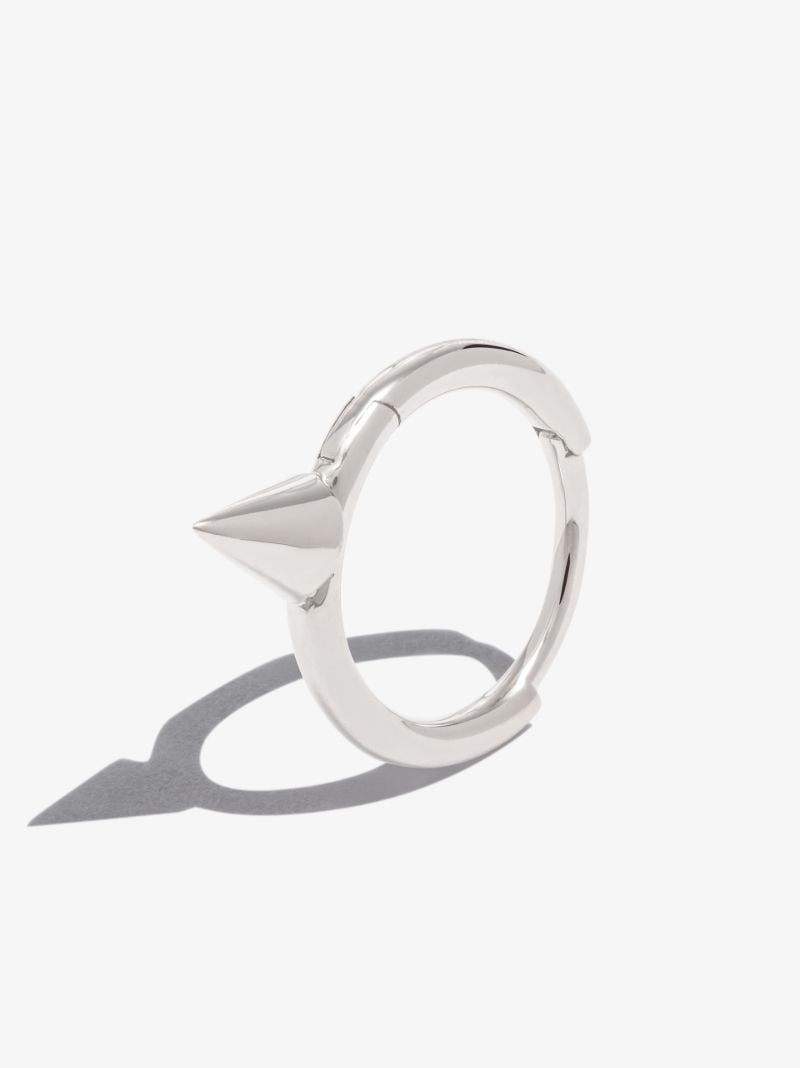 18k White Gold Spike Hoop Earring