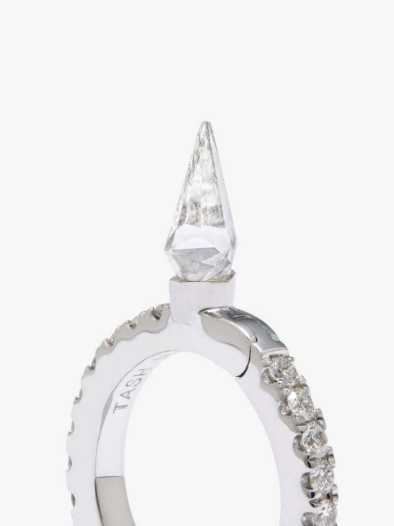 18k White Gold Spike Eternity Diamond Hoop Earring