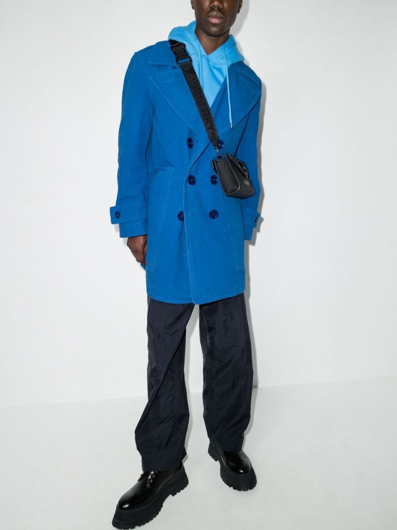 Blue Pocket Detail Cotton Peacoat