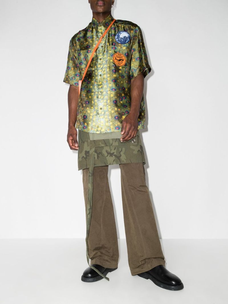 Fish Scale Print Silk Shirt