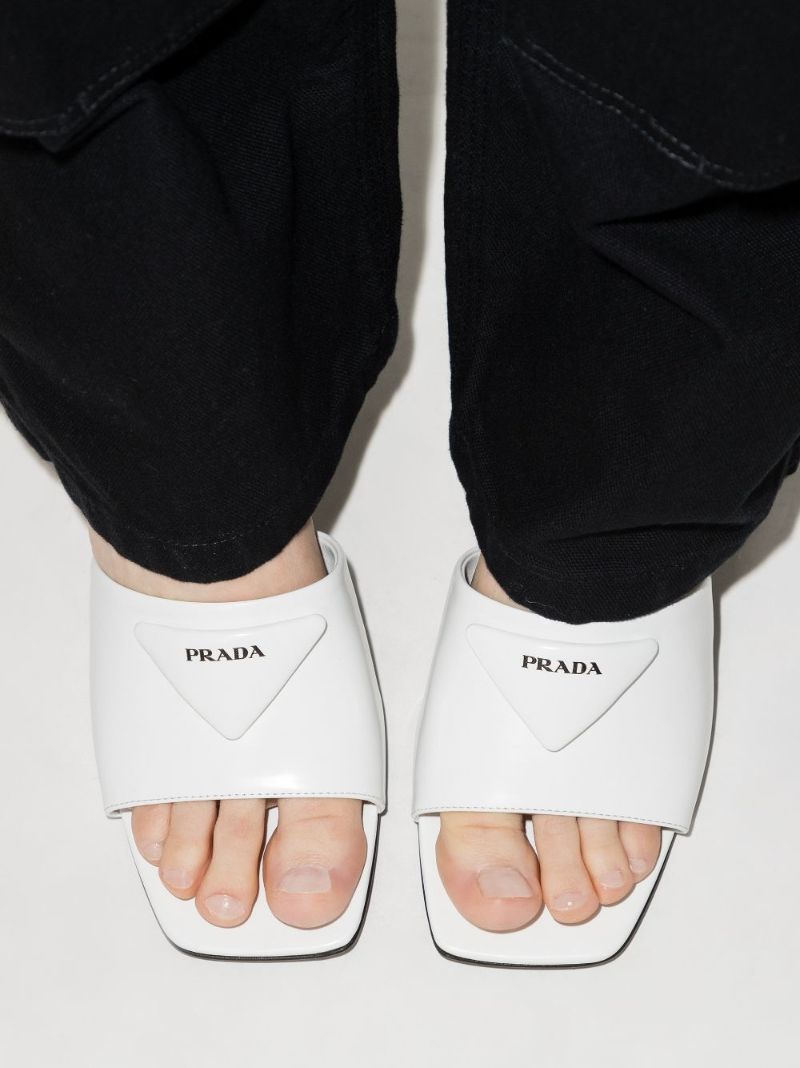 White 65 Leather Mules
