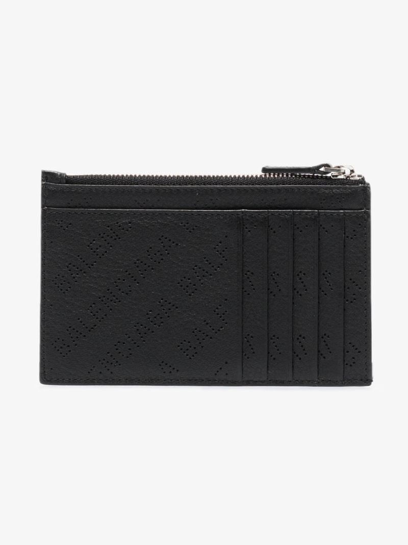Black Logo Letters Leather Card Holder