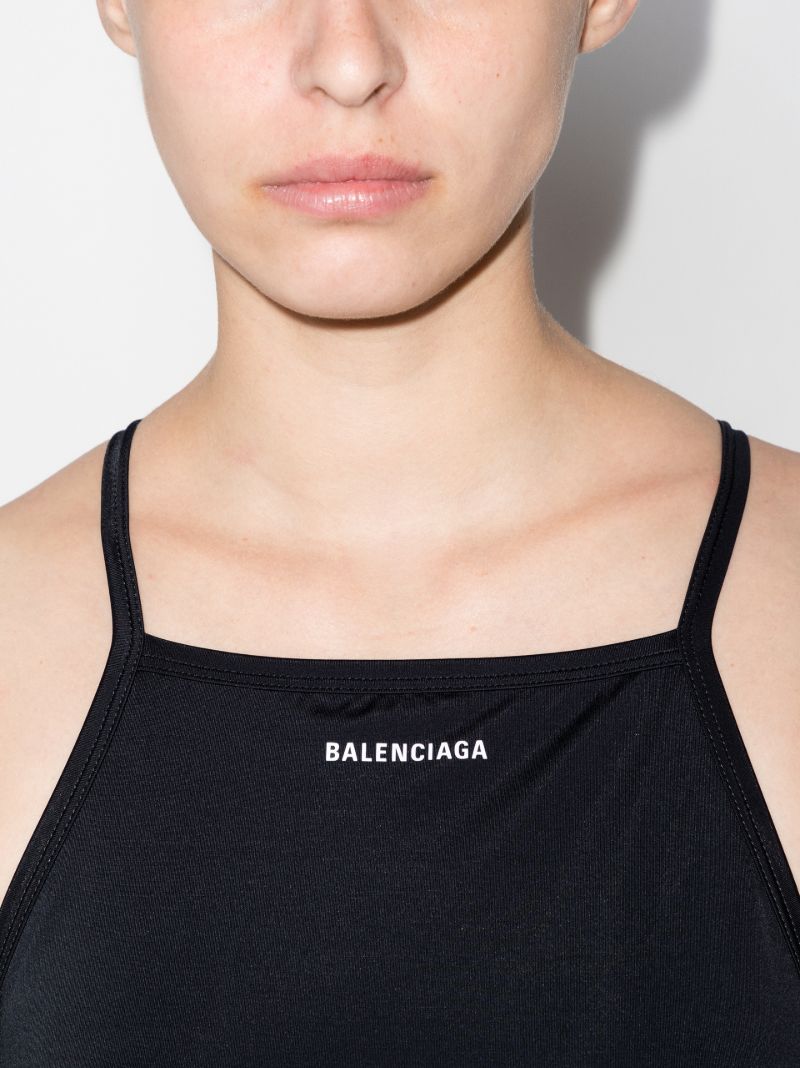 Black Logo Print Swimsuit